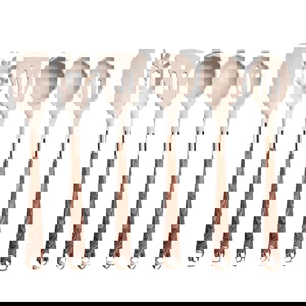 Anygleam Kitchen Utensils Non-stick Brown 6 Set Gold Plated Handle with Support Point Cooking Tool Accessories Heat Resistant Kitchenware