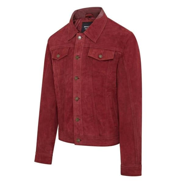 Infinity Leather Mens Trucker Goat Suede Western Leather Jeans Jacket - Yangon