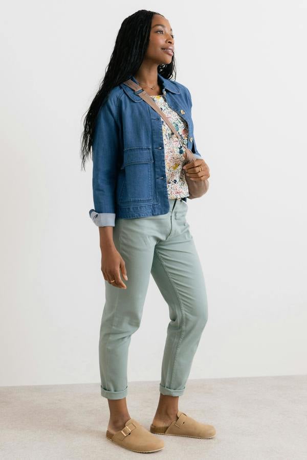 Lily & Me Breaker Stretch Twill Trousers Silver Sage