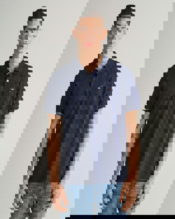 GANT Mens Regular Fit Short Sleeve Shield Logo Pique Polo NOS - 433 Evening Blue