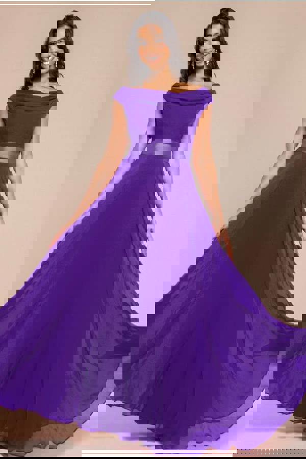 Cowl Neck Chiffon Maxi Dress - Purple DR3335A