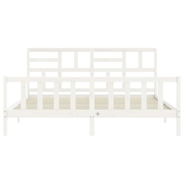 Berkfield Bed Frame with Headboard White 200x200 cm Solid Wood