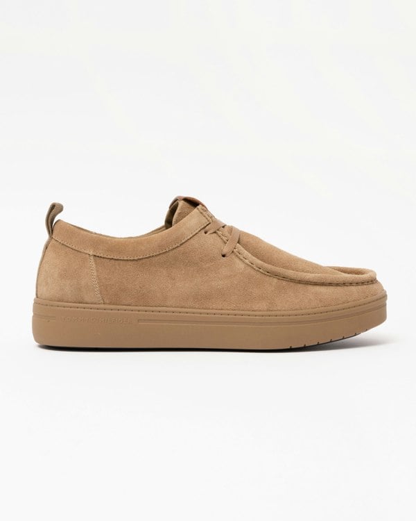 Tommy Hilfiger Modern Light Suede Moc Toe Mens Shoe - Rooted Brown - CHO - Designer Mens Shoes
