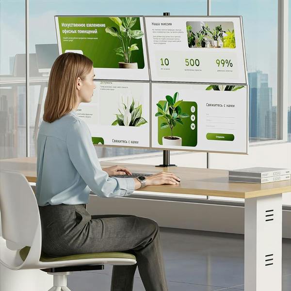 Havendro Carbon Steel Quad Monitor Stand, Adjustable 4-Screen Mount for 14-28" Displays