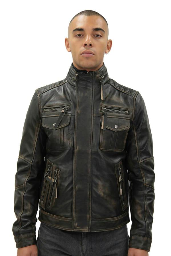Infinity Leather Men's Leather Retro Biker Jacket-Toronto