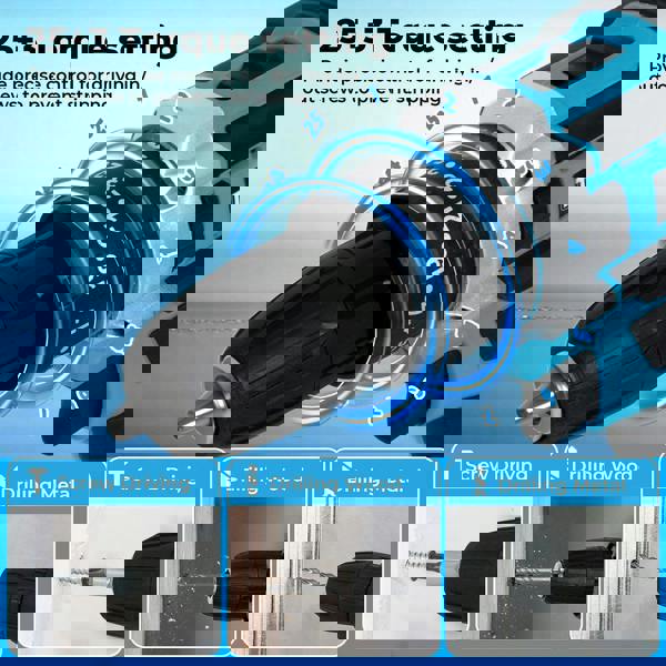 Traderight 2 Battery 21V Cordless Drill Combi Driver Electric Screwdriver Set