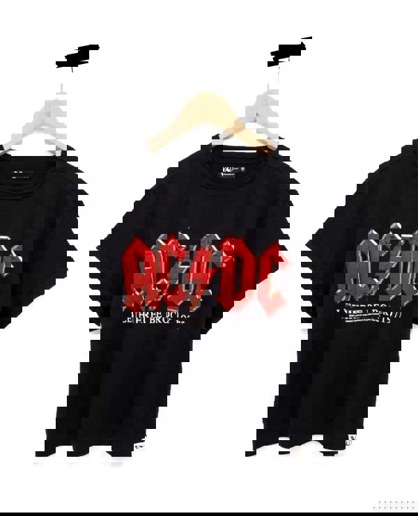 AC/DC Womens Black Logo Cropped Short Sleeved T-Shirt