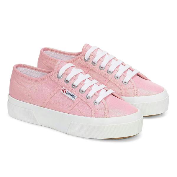 Superga Womens/Ladies 2740 Lame Platform Trainers - Pink Begonia Iridescent - 
