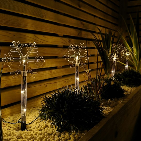 Samuel Alexander Battery Operated Set of 8 Light up Christmas Snowflake Garden Stakes with LEDs