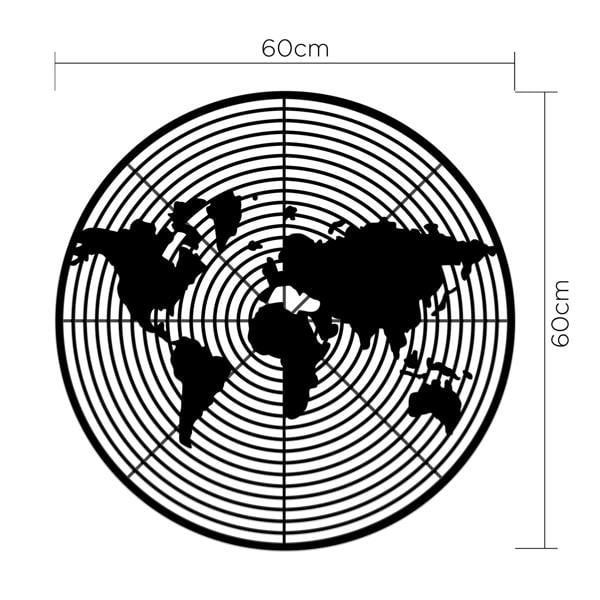 Decortie Modern Metal Wall Art Dart World Design Home Ornament Decorative Minimalist Hanging Wall Sculpture, Black