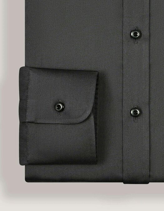 Men's Charcoal Plain Satin Dress Shirt