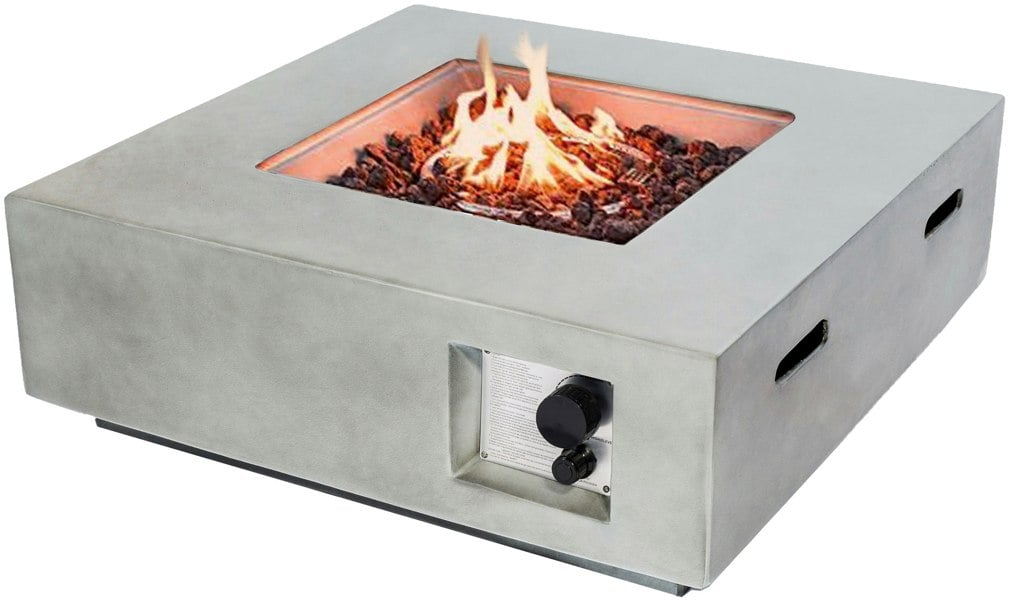 MDA Designs Loki Light Grey Lavish Garden & Patio Gas Fire Pit with Eco-Stone Finish
