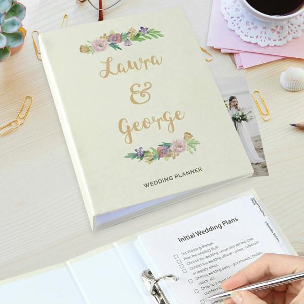 Personalised Floral Watercolour Wedding Planner - alternative angle
