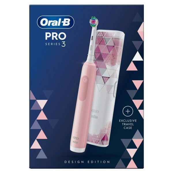 Oral-B Pro 3 3500 Pink Electric Toothbrush with Mod Motif Travel Case