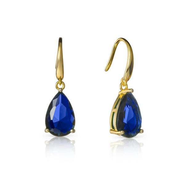 namana Gold Plated Blue Pear Drop Earrings