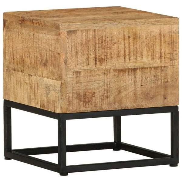 Berkfield Side Table 30x30x33 cm Rough Mango Wood