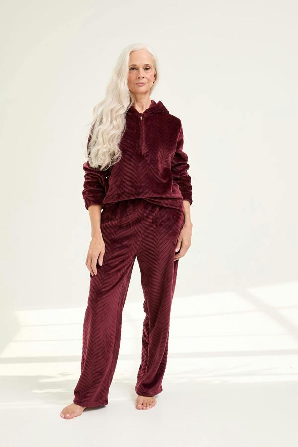 Cosy Chevron Lounge Suit in Maroon - Loungewear