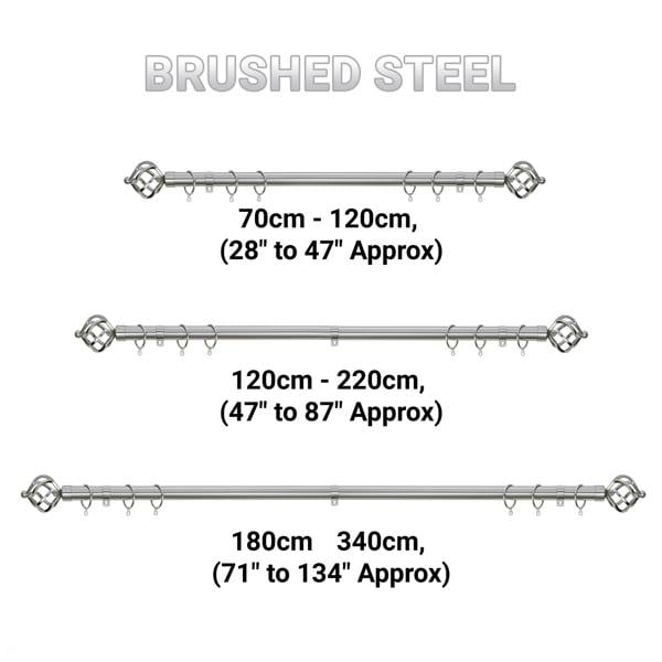 A.Unique Home Twisted Metal Extendable Curtain Pole (25/28mm) (Brushed Steel,70cm-120cm)
