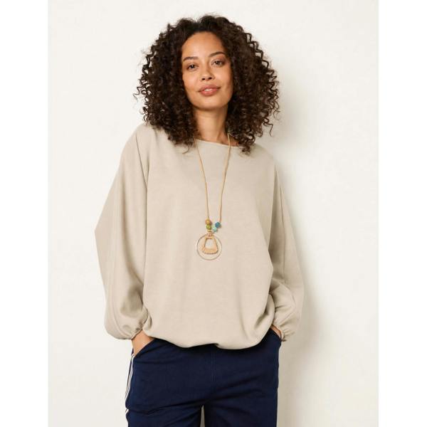 Blue Vanilla Elasticated Batwing Necklace Jersey Top