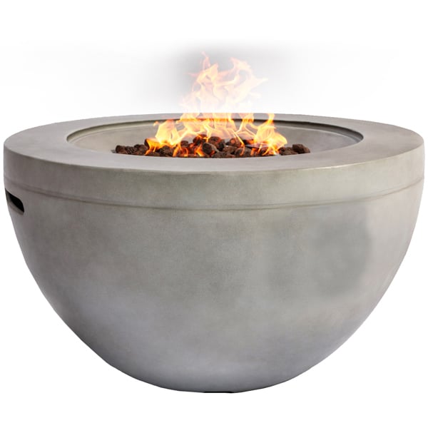 MDA Designs TABITI Light Grey Gas Fire Pit for Garden & Patio Luxurious Eco-Stone Finish Outdoor Heater