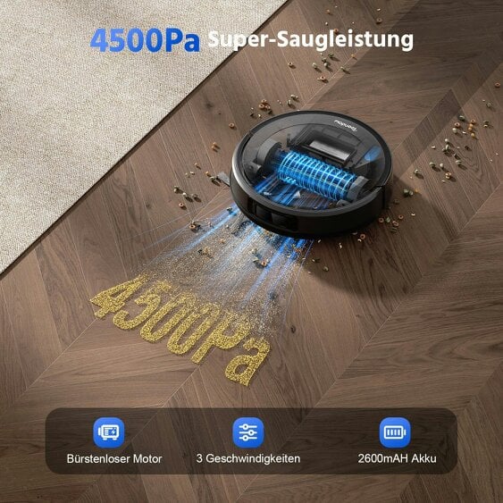 Teendow Robot Vacuum Cleaner with Suction Station 3000Pa Suction Power Pet Friendly (D10S Max)