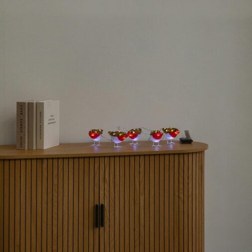 Samuel Alexander Set of 5 Battery Powered Light Up Acrylic Christmas Robins with White LEDs