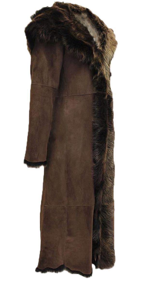 Infinity Leather Womens Suede Toscana Sheepskin Hooded Trench Coat-Fribourg