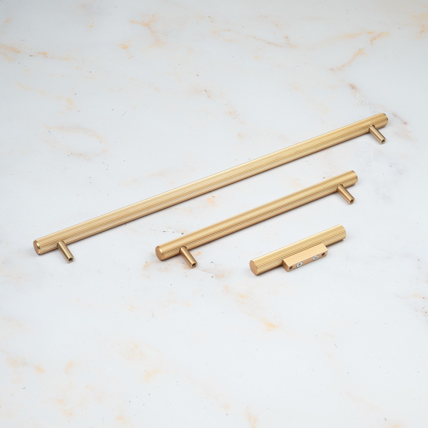 Handle & Home Gold Brass Reeded Handles