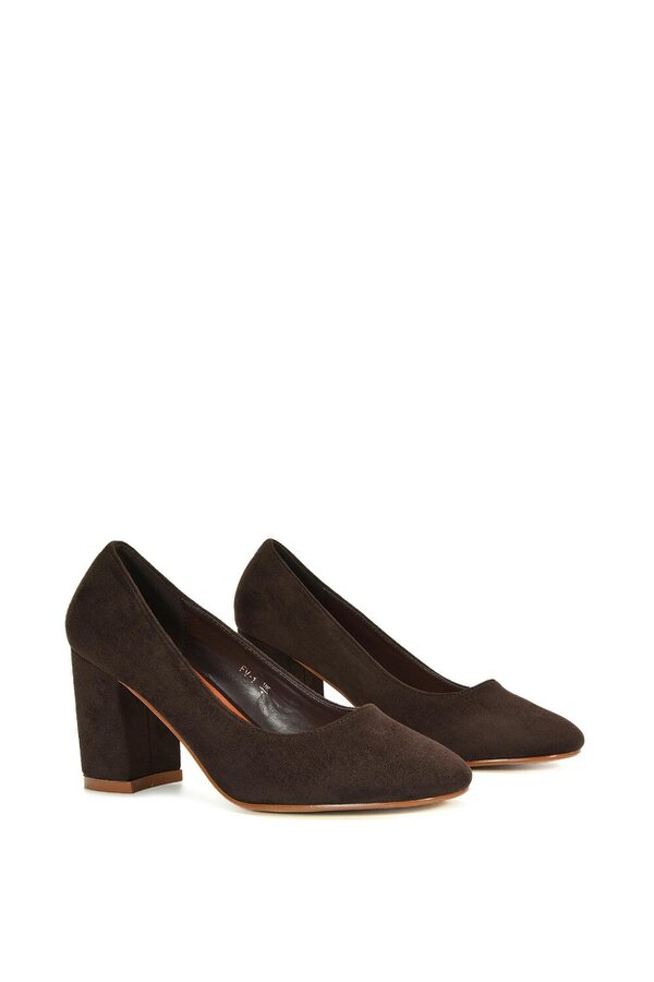 XY LONDON Round Toe Mid Block Heel Court Shoe Heels