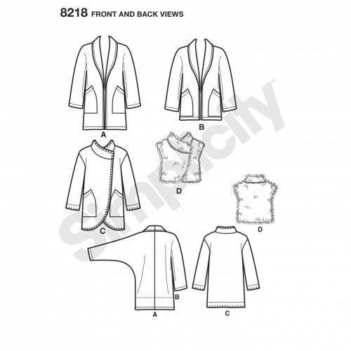 Simplicity Sewing Pattern 8218, Waistcoats, Jackets for Women, A (XS-S-M-L-XL) - Easy