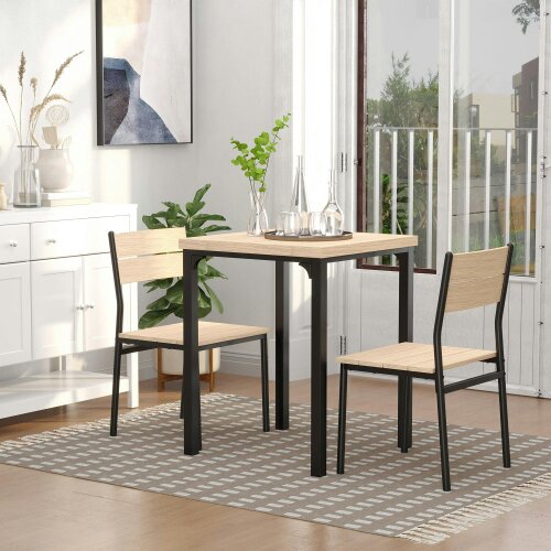 Wyld Haus Lalara Wooden Light Wood Grain 3 Piece Compact Dining Set