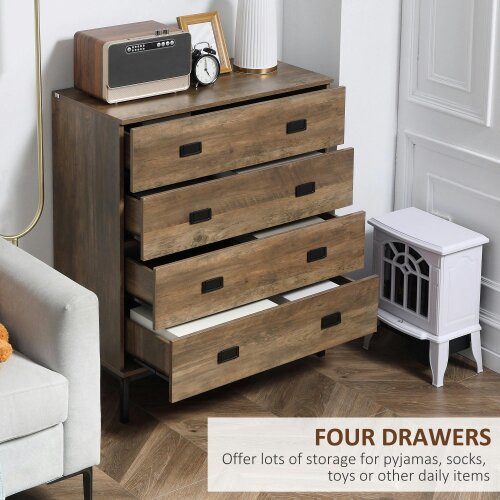 Wyld Haus Paleba Romi Metal And Wood Brown 4 Drawer Storage Chest With Steel Frame