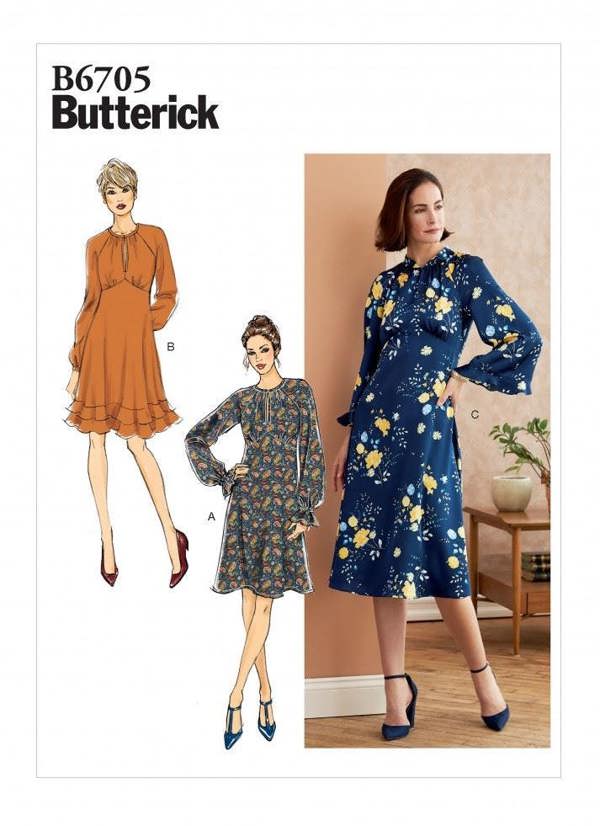 Butterick Sewing Pattern 6705, Dresses for Women, A5 (6-8-10-12-14) - Easy
