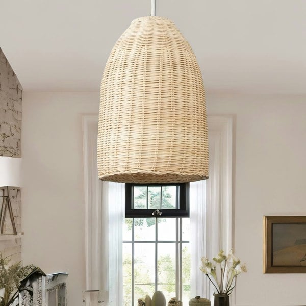 Rafaelo Mobilia Bamboo Wicker Boho Rattan Ceiling Light Pendant Shade Natural Brown