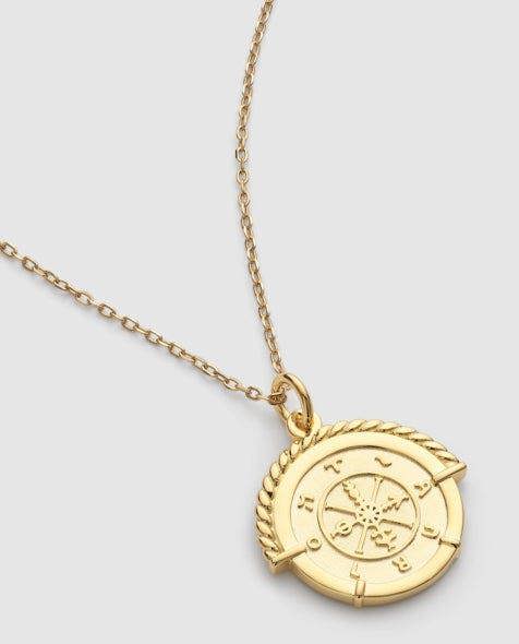 Chunky Rope Framed Gold Wheel of Fortune Necklace - Necklaces - Elk & Bloom