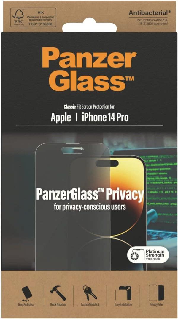 PanzerGlass Panzer Glass Privacy Classic Fit Screen Protector for iphone 14 Pro 6.1" - P2768