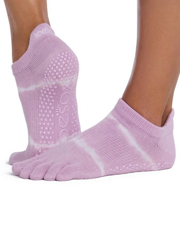 ToeSox Low Rise Full Toe Women's Yoga Grip Socks - Moonlite Stripe