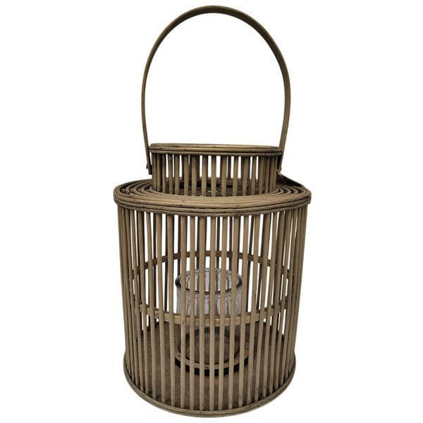 Hill Interiors Wicker Cylinder Lantern - Brown