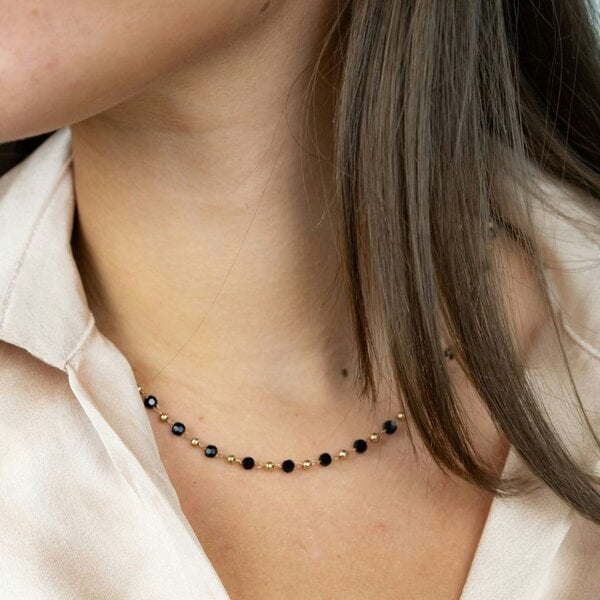 The Colourful Aura Black Crystal Beaded Silver Gold Asian Nazar Mangalsutra Choker Necklace
