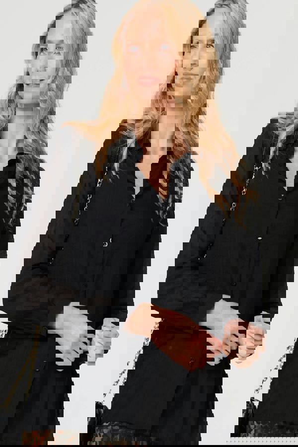 Black | Long Sleeve Button Front Shirt