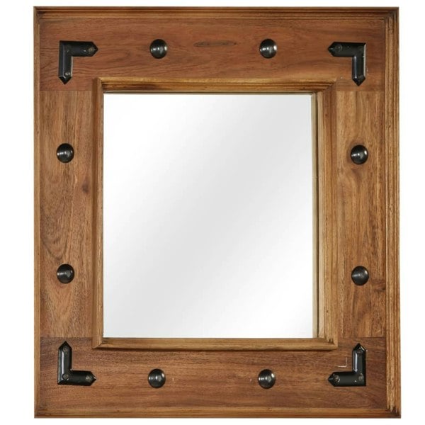 Berkfield Mirror Solid Acacia Wood 50x50 cm