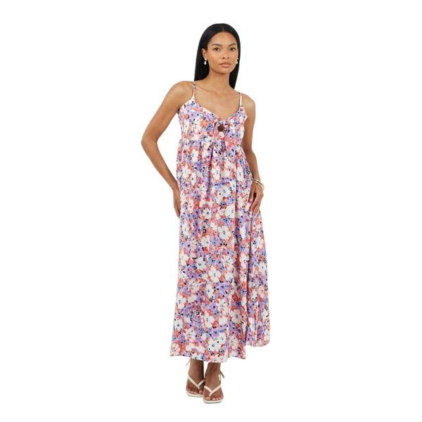 Brave Soul Womens/Ladies Floral Spaghetti Strap Maxi Dress - Coral/Purple - 