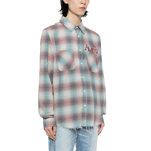 Amiri Staggered Plaid Flannel Teal/Red