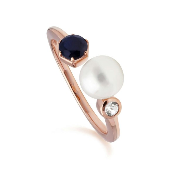 270P030301925-270R058801925 Modern Pearl, Sapphire & Topaz Ring & Pendant Rose Gold Plated Set 3