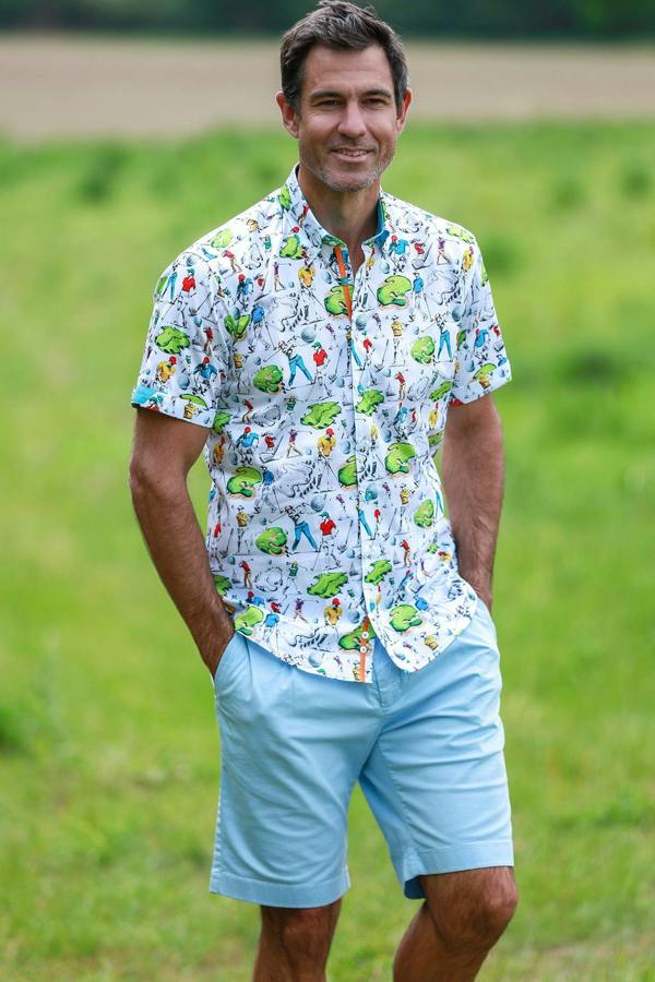 GOLF CLUB SHORT SLEEVE SHIRT – Premium Men's Patterned Shirt by Claudio Lugli | Bold Design, Tailored Fit, Best Printed Shirts