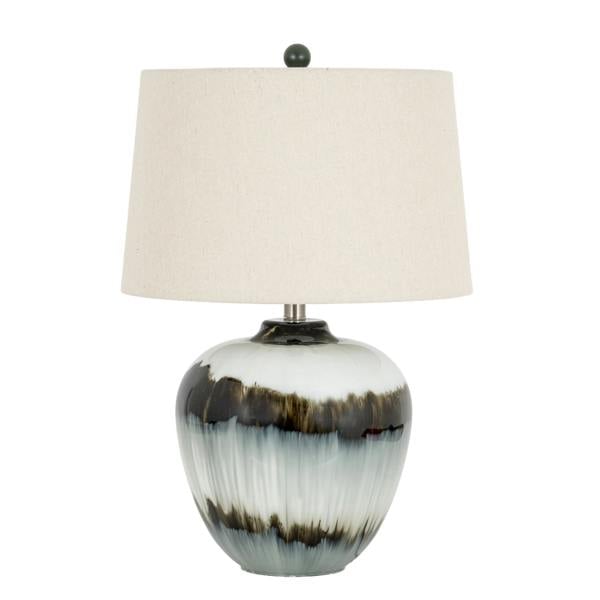 Hill Interiors Squat Linen Table Lamp (UK Plug) - Black - 