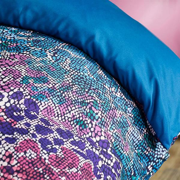 Satin Animal Print Teal Duvet Cover Set