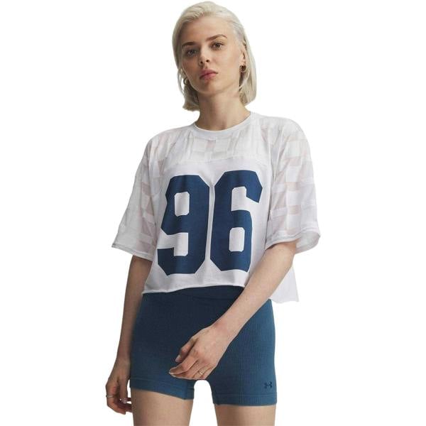 Under Armour Womens/Ladies Burnout 96 Checkered Regular Crop T-Shirt - White - 