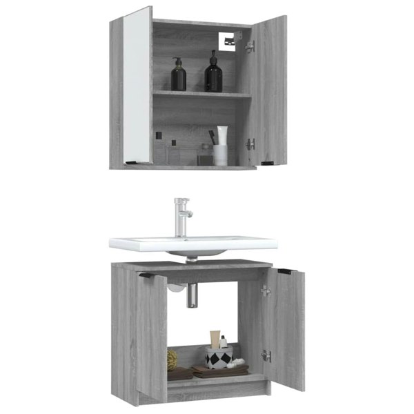 Berkfield 2 Piece Bathroom Cabinet Set Grey Sonoma Engineered Wood