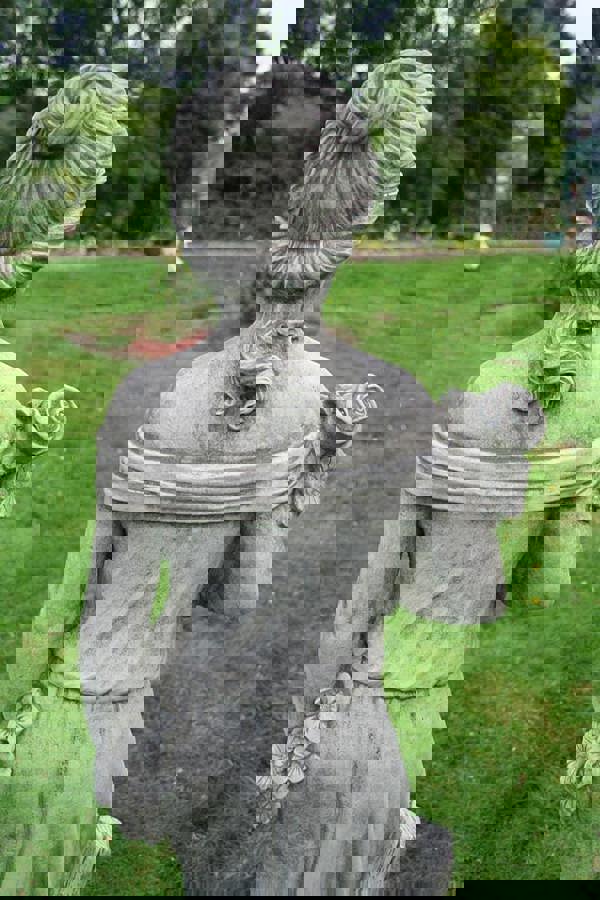 Large Conservatory Female Statue with Rose Bouquet on a Plinth